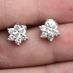Sterling Silver 925 Cubic Zirconia Flower Studs